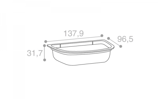 Schéma Barquette demi-lune operculable transparente 230 cm3